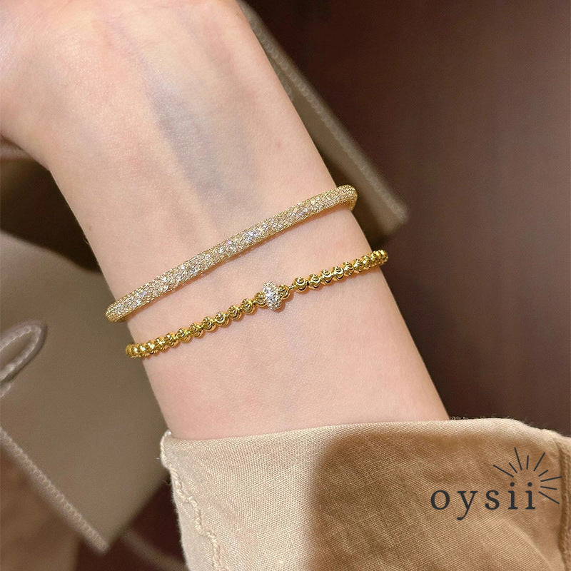 Moonlight Orbit – Cat’s Eye Gold Bead Bracelet
