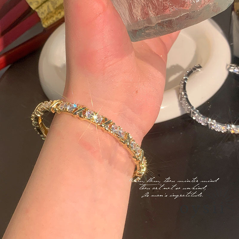Cold Breath – X Letter Zircon Bracelet