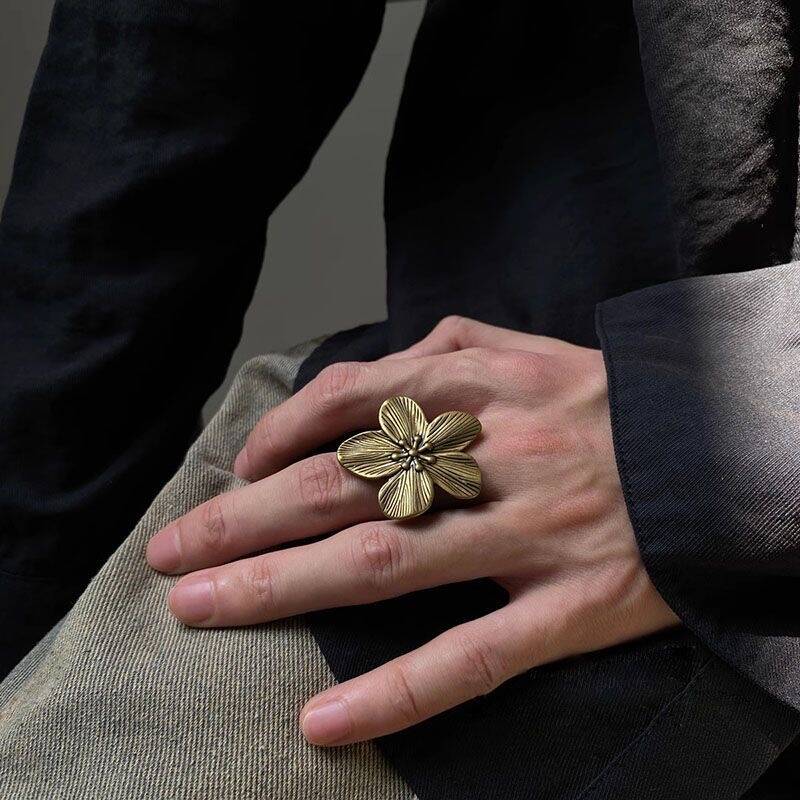 Vintage Flower Open Ring