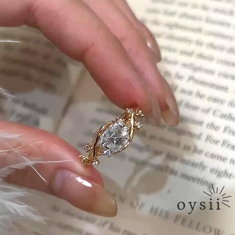 Twilight Vine — Wrapped Vine Square-Cut Crystal Ring