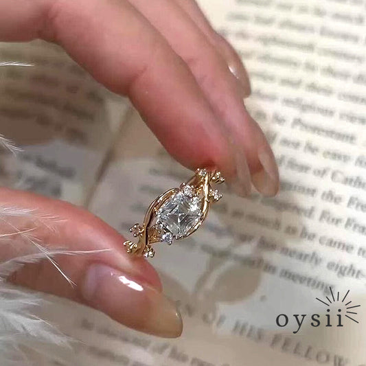 Twilight Vine — Wrapped Vine Square-Cut Crystal Ring