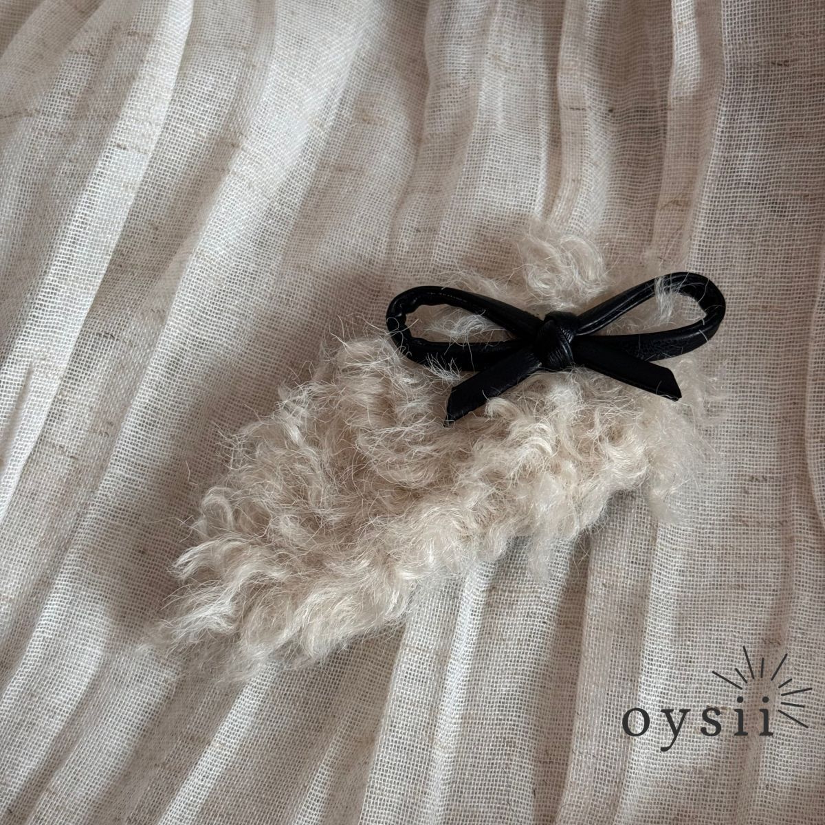 Fuzzy Bow PU Leather Hair Clip