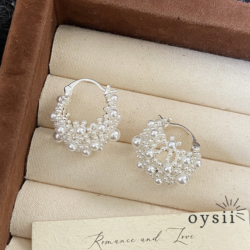 Lunar Glow – Hollow Silver Bead Earrings