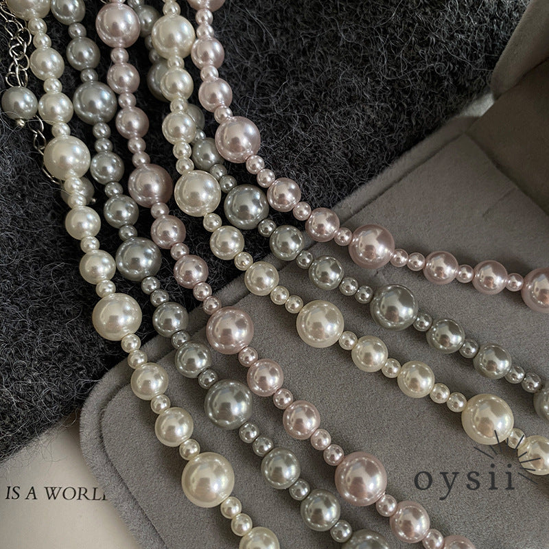Rose Beam – Manta Pearl & Square Crystal Necklace