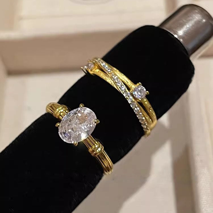 Hollow Diamond Ring Set
