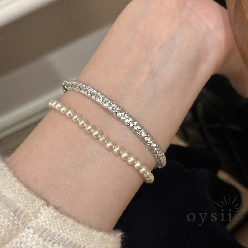 Golden Harvest — French-Italian Brushed Wheat Weave Bracelet