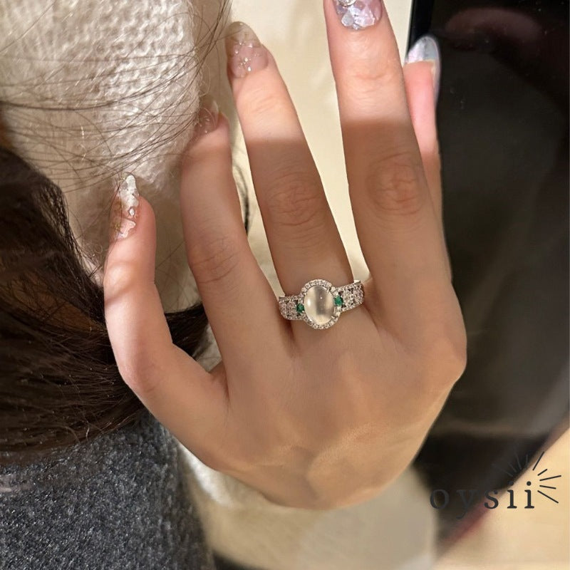 Jade Serenity – Oval Water Jade Diamond Ring