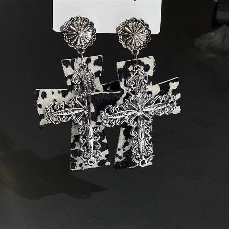 Black & White Cross Stud Earrings