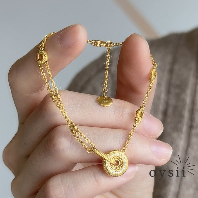 Fortune Halo – Hollow Gourd Safety Pin Bracelet