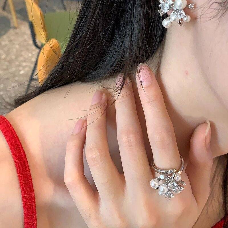 Pearl & Zircon Flower Ring