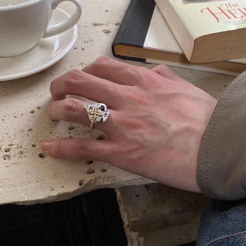 Liquid Moon & Star Ring Set