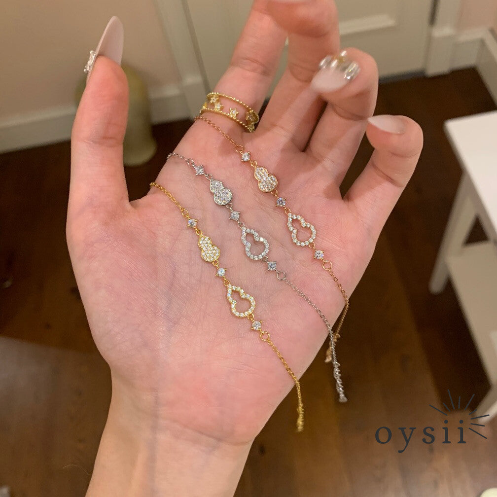Golden Wish – S925 Silver Gourd Zircon Bracelet