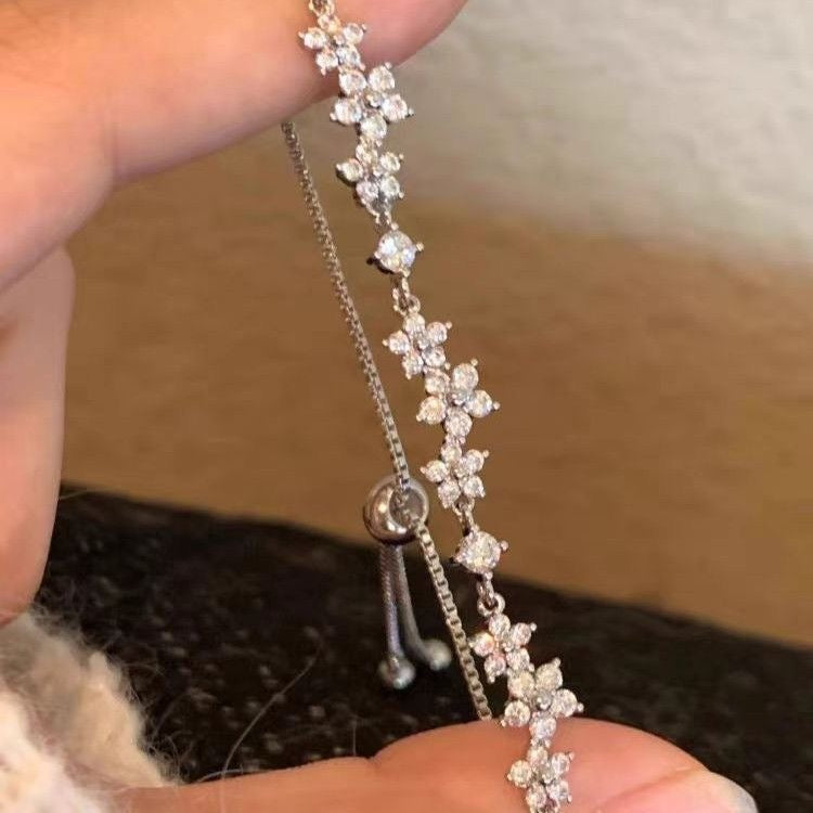 Sparkling Flower Zircon Bracelet Set