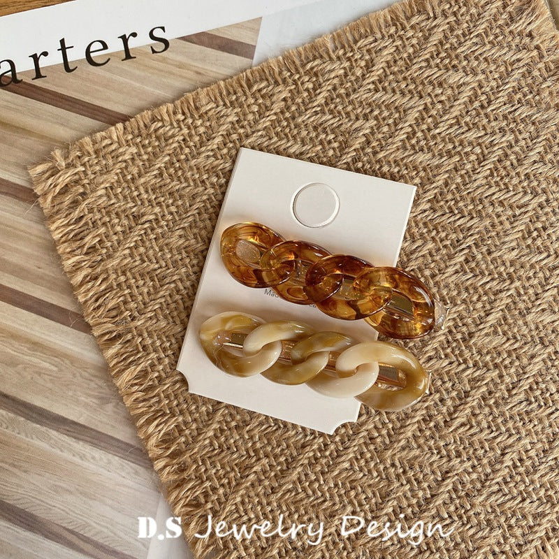 Amber Ivory Pearl Chain Hair Clip Set