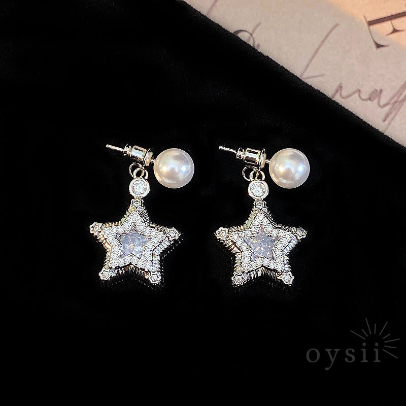 Star Whisper – Star & Pearl Pendant Necklace & Earrings Set