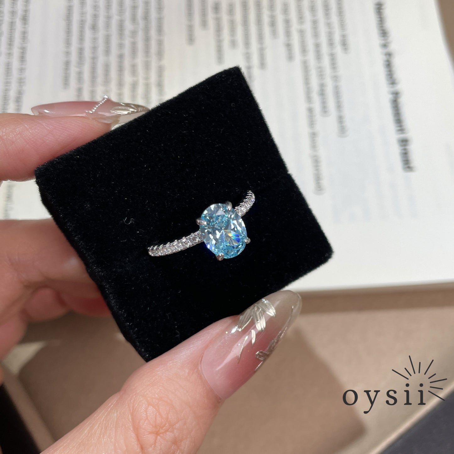 Blue Serenade — S925 Silver Aquamarine Oval Zircon Ring