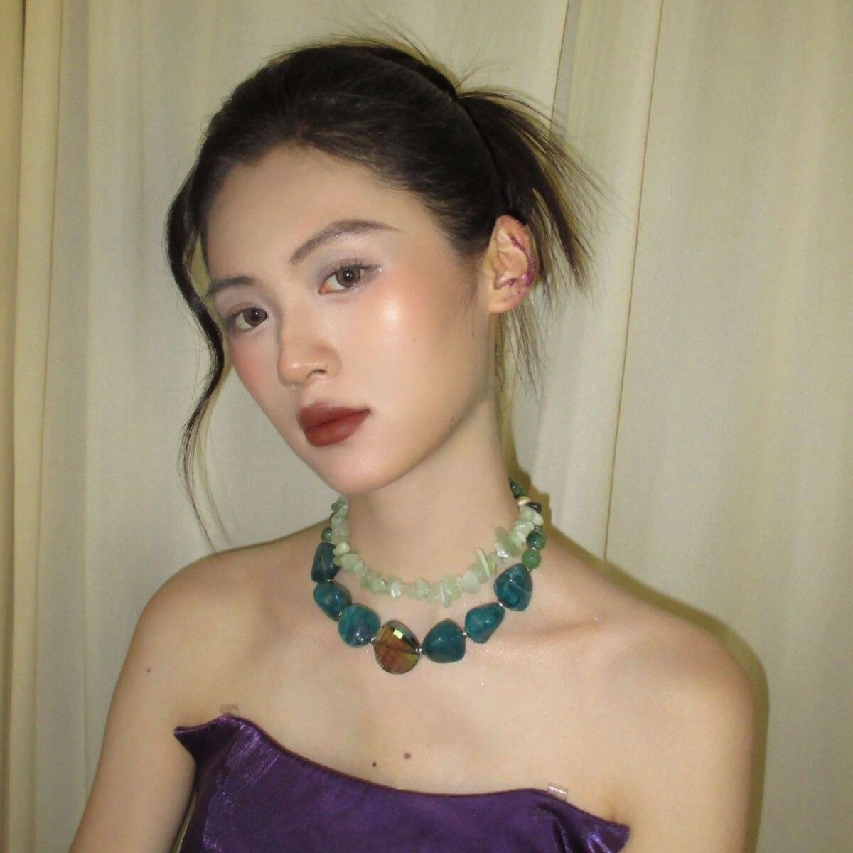 Green Resin Double-Layer Necklace