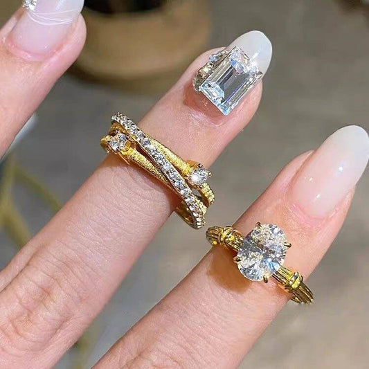 Hollow Diamond Ring Set