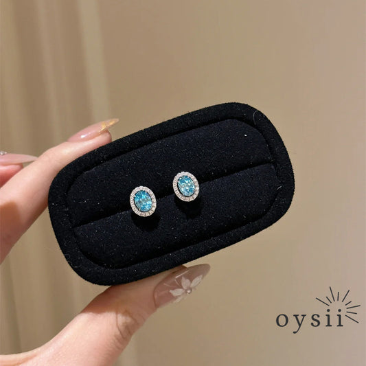 Ocean Whispers — S925 Silver Petite Blue Zircon Earrings