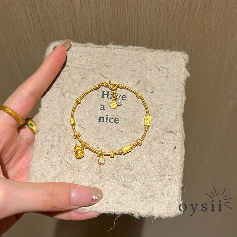 Gourd Harmony – Braided Tassel Pearl Bracelet