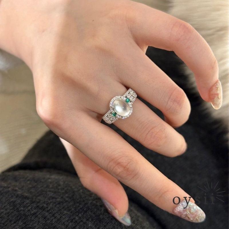 Jade Serenity – Oval Water Jade Diamond Ring