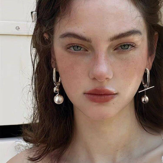 Pearl & Silver Ball Earrings