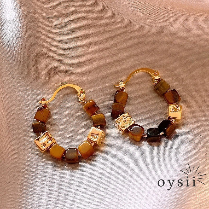 Tiger Glow – Maillard Tiger's Eye Earrings