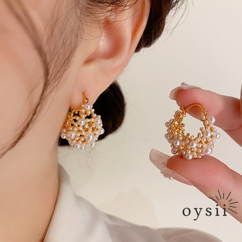 Pearl Sonata — 18K Gold Plated Flower Basket Earrings