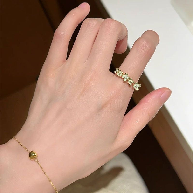 Fresh Green Open Ring Set