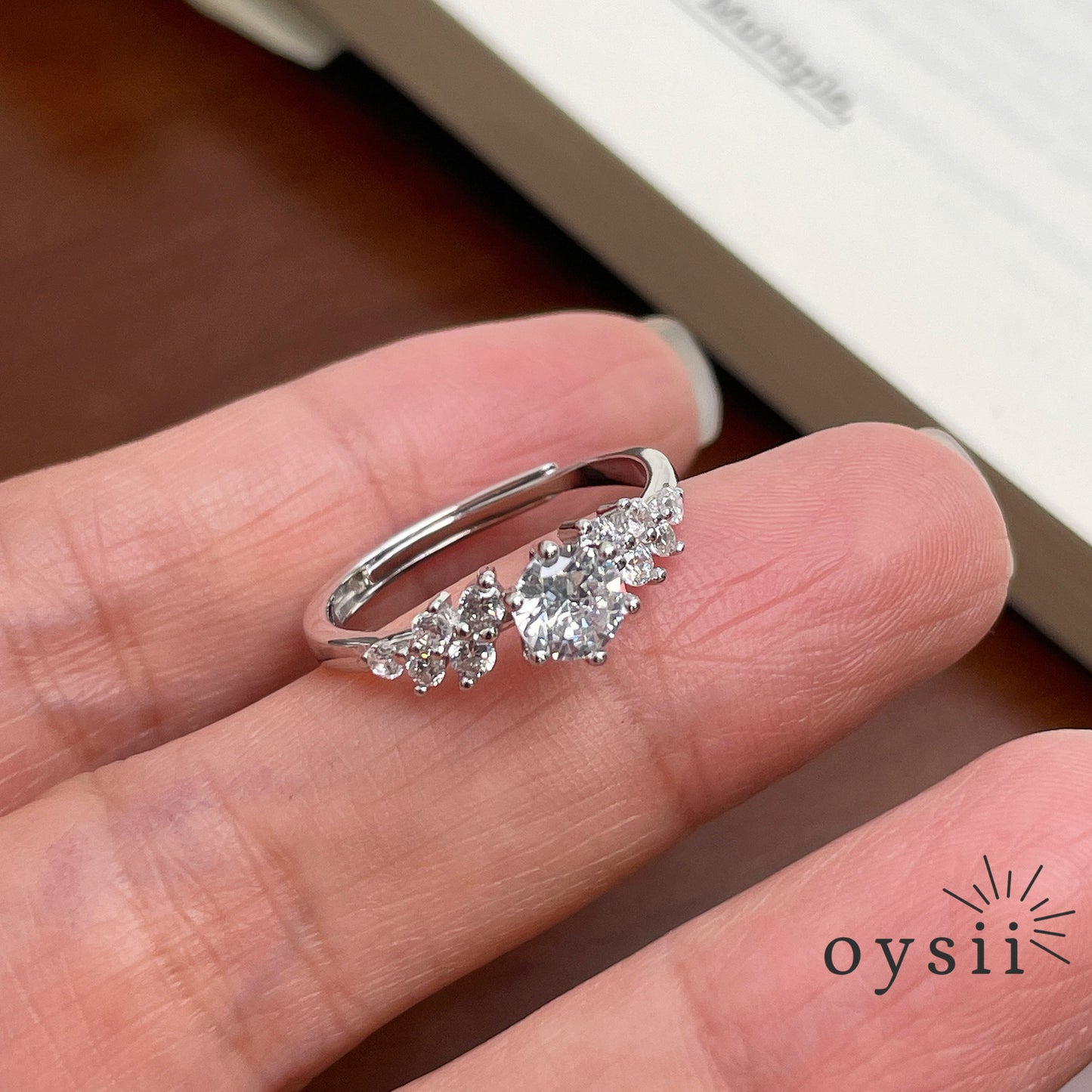 Berlin Whisper — S925 Silver Letter Zircon Ring