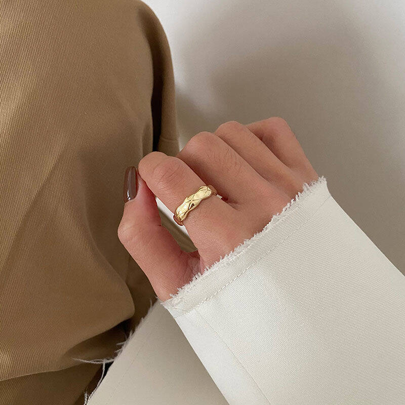 Gold Textured Ring Set of 3