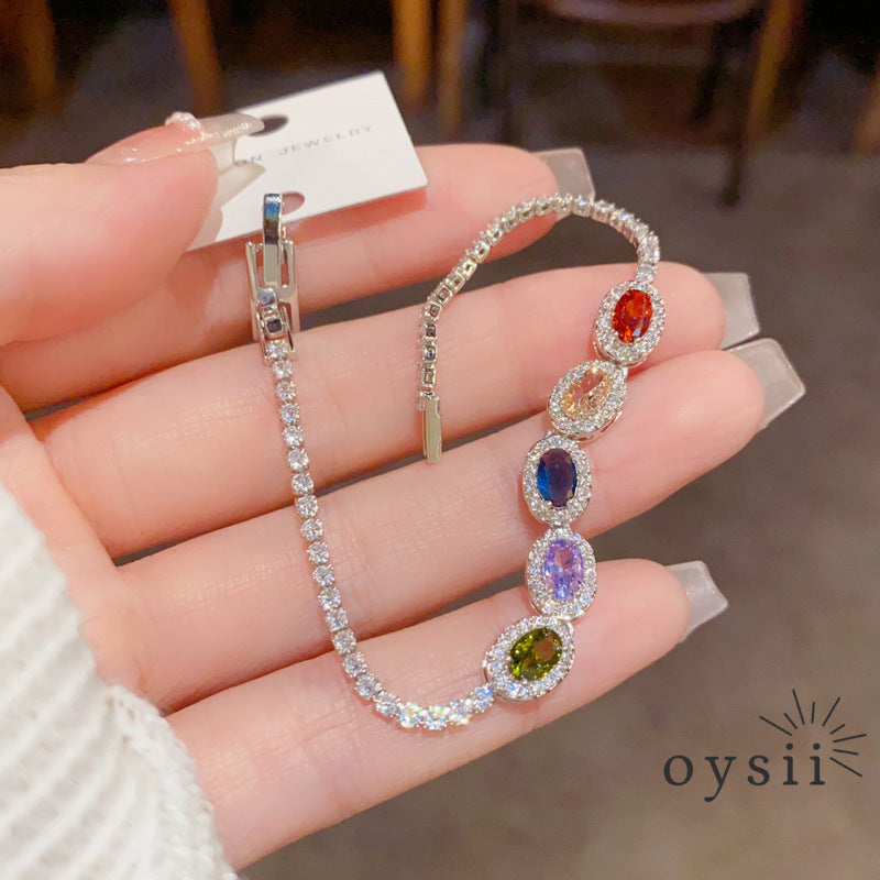 Prismatic Charm — Full Color Zircon Adjustable Bracelet