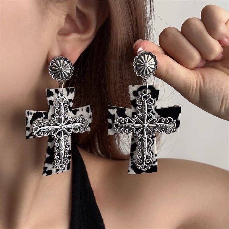 Black & White Cross Stud Earrings