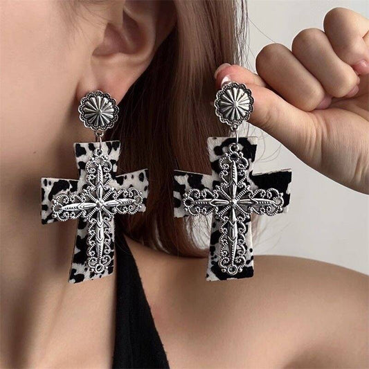 Black & White Cross Stud Earrings