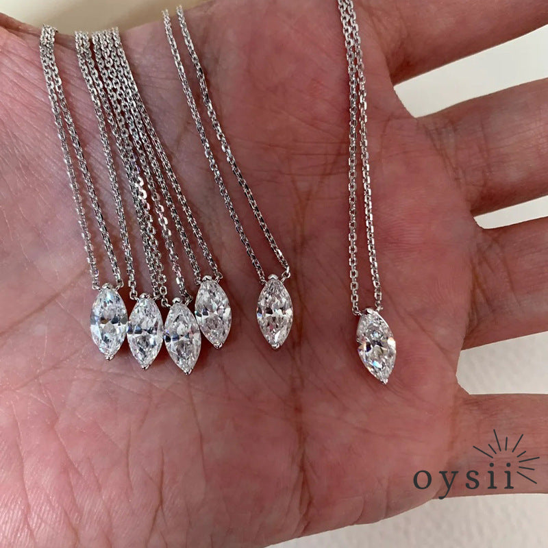Aurora Gleam — S925 Silver Marquise Zircon Necklace