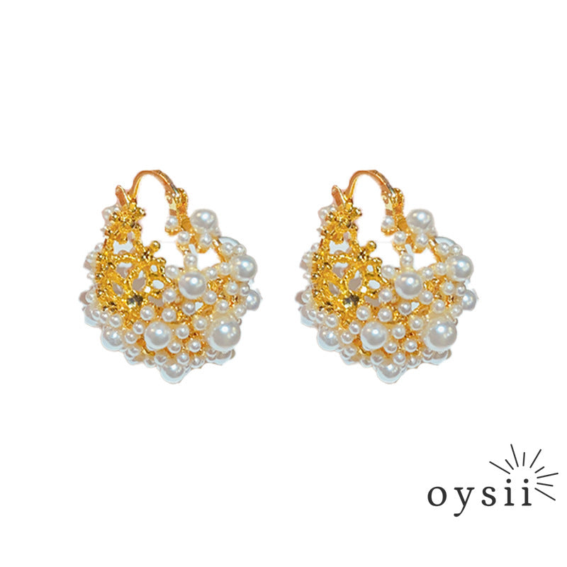 Pearl Sonata — 18K Gold Plated Flower Basket Earrings