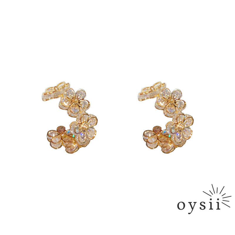 Blossom Glow — Micro Pavé Zircon Hoop Earrings