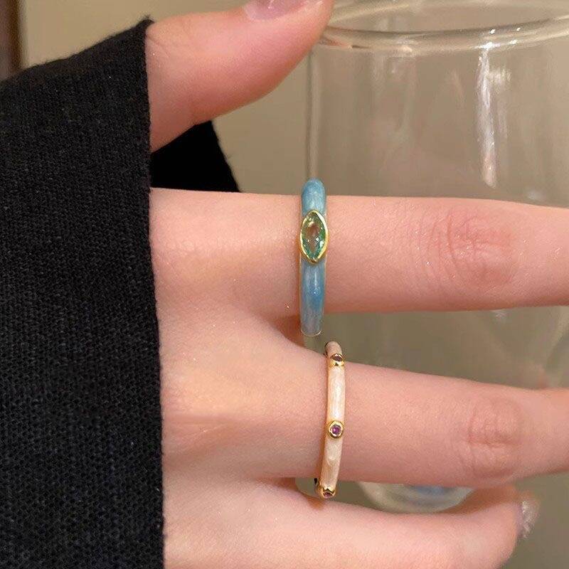 Macaron Zircon Accent Ring