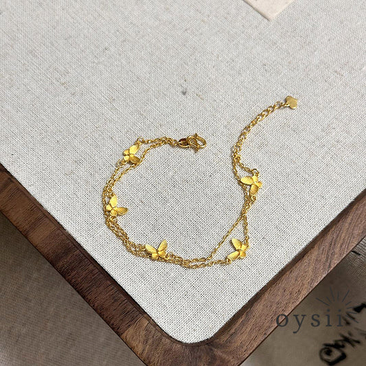 Golden Whispers – Double Layer Butterfly Bracelet