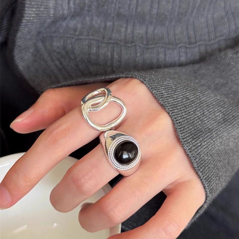 Black Zircon Open Band Ring