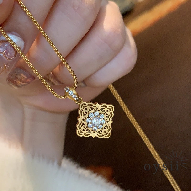 Clover Grace — Vintage Dual-Sided Diamond Necklace