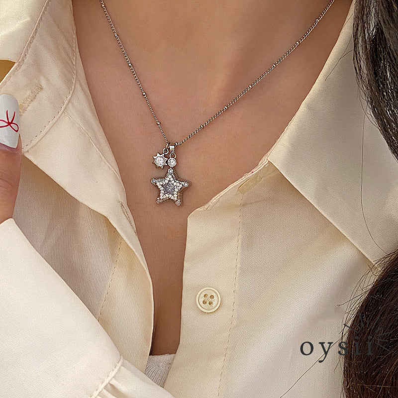 Star Whisper – Star & Pearl Pendant Necklace & Earrings Set