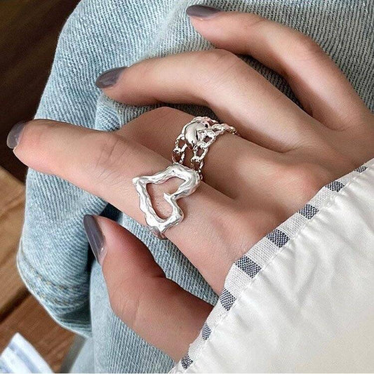 Chain Heart Ring Set