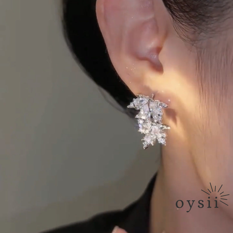 Autumn Whisper – Maple Leaf Zircon Earrings