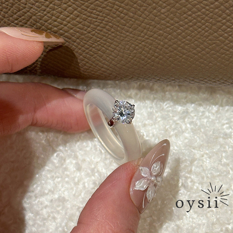 Pure Harmony — Minimalist Clear Stone Round Diamond Ring