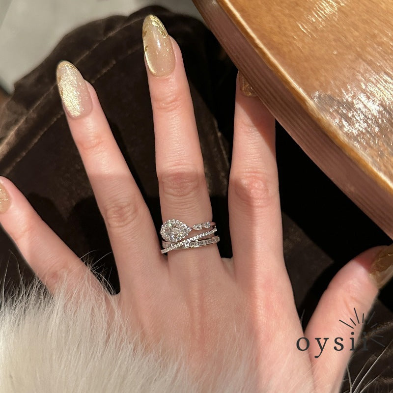 Luminous Drift — Multi-Layer Diamond Drop Ring