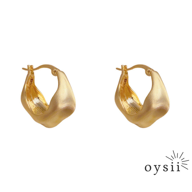 Urban Echo — Brushed Metal Folded Hoop Earrings