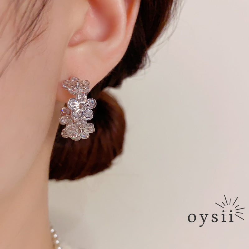 Blossom Glow — Micro Pavé Zircon Hoop Earrings