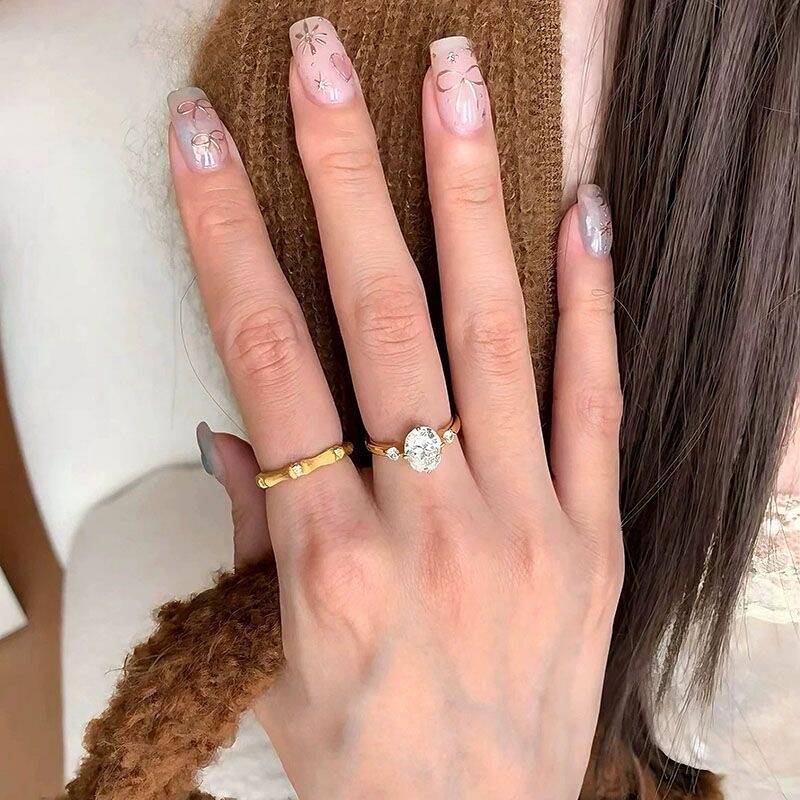Gold Zircon Ring Set