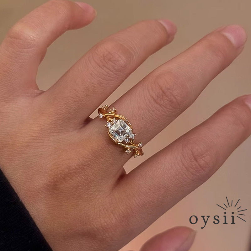 Twilight Vine — Wrapped Vine Square-Cut Crystal Ring